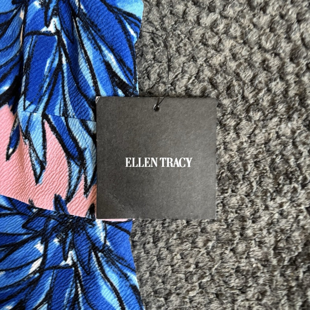 NWT Ellen Tracy Blue Pink‎ Dress Sleeveless Sheath Stretch Career Office Size 10 - Picture 6 of 10